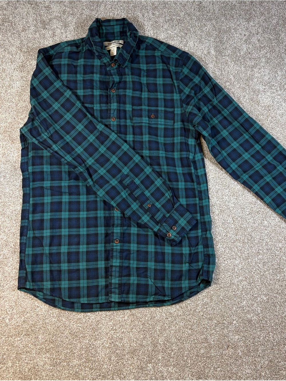 Goodthreads Green & Navy Plaid Button-Down Shirt